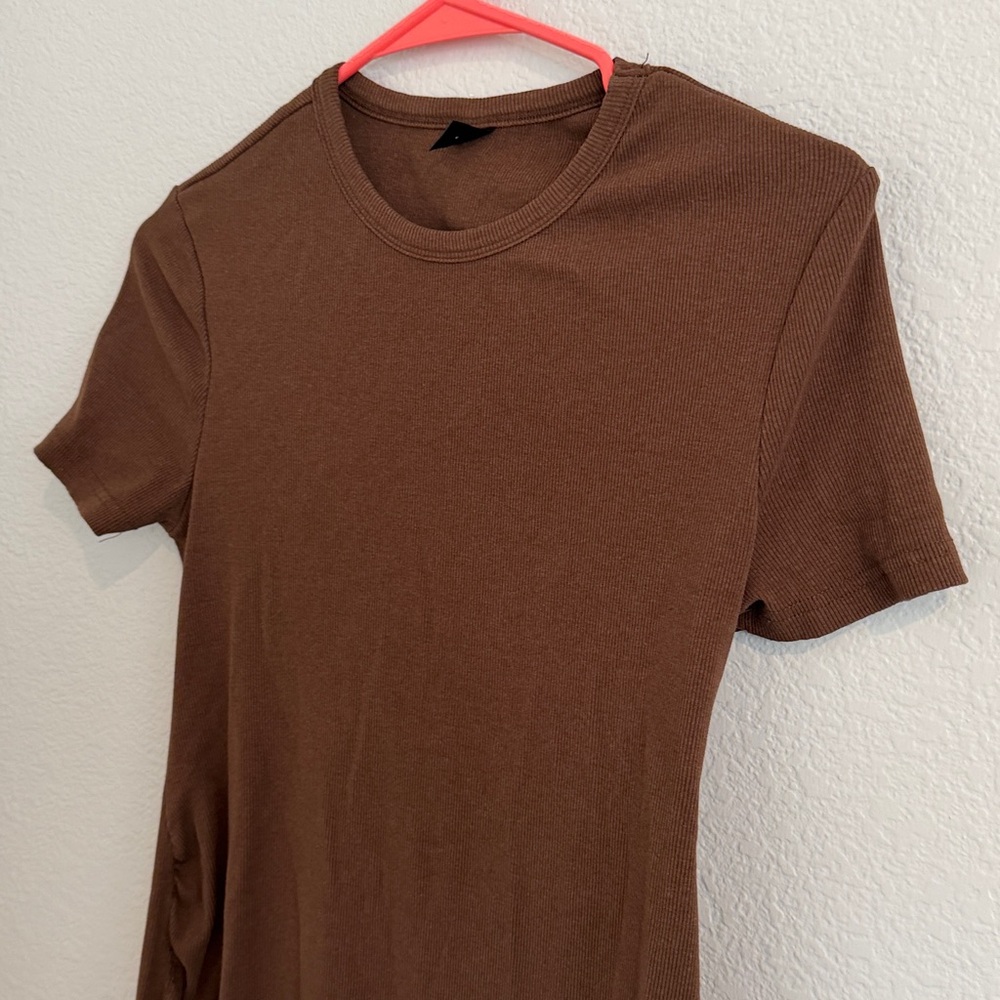 Shein Brown Ribbed T-shirt dress - Picture 5 of 7